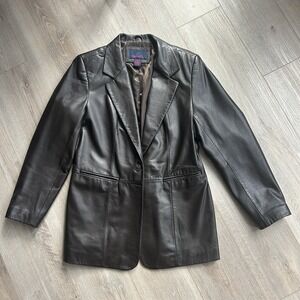 Chocolate brown Leather Jacket size 12 Large